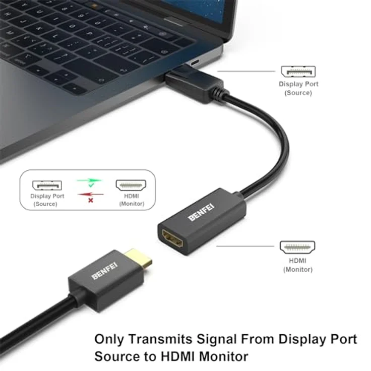 BENFEI 4K DisplayPort auf HDMI Adapter, Unidirektional für Laptop, PC und Monitor, unterstützt bis zu 3840 x 2160@30 Hz, integrierter IC-Chip, mit Verriegelungsdesign – Bild 2