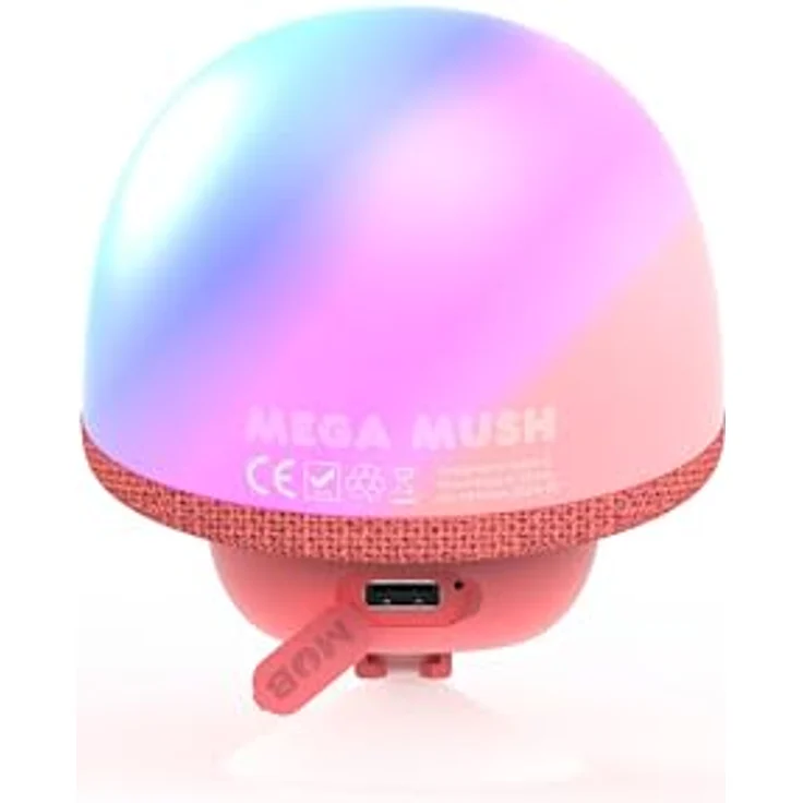 Mobility on Board Mega Mush Pilz Speaker, Bluetooth Lautsprecher mit 3 W Leistung, rot, Stereofunktion, 3 Stunden Leuchtdauer – Bild 2