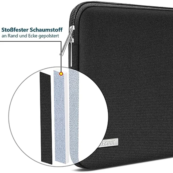 TECOOL Laptoptasche 15,6 Zoll, spritzwasserfest und stoßfest, schwarz - Schutztasche für HP, Dell, Lenovo, Acer, ASUS, Chromebook, Samsung – Bild 5