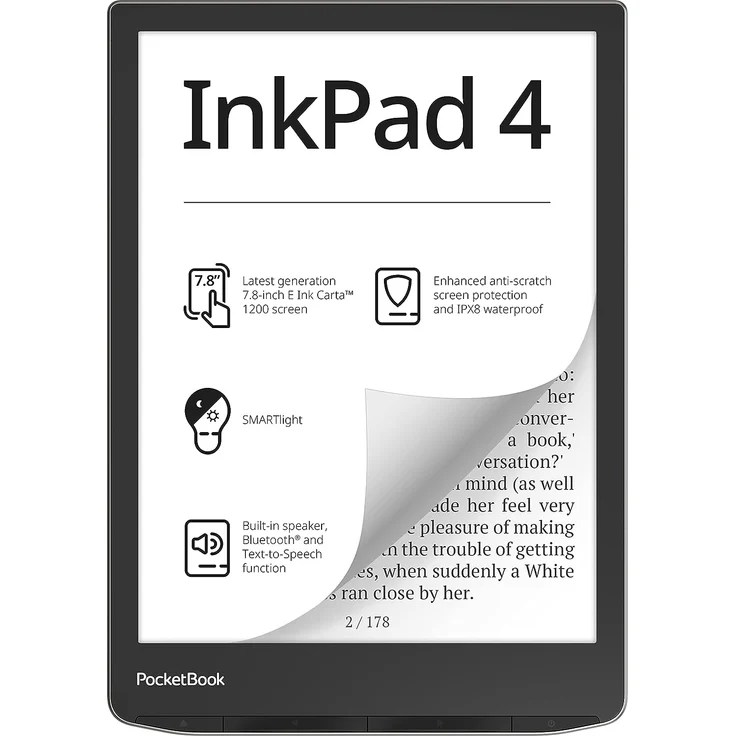 PocketBook e-Book Reader InkPad 4 (deutsche Version) 32 GB Speicher, 19,8 cm (7,8 Zoll) E-Ink Carta 1200 Touch-Display – Bild 1