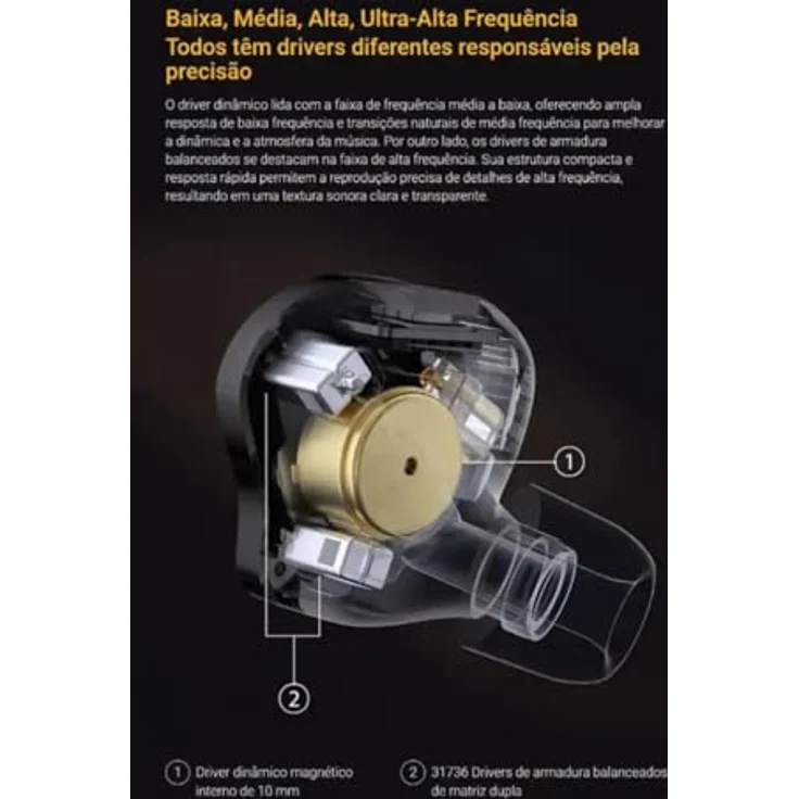 KZ ZS10 PRO 2 NO MIC, In-Ear-Kopfhörer mit Frequenzbereich von 20 bis 40.000 Hz, abnehmbarem Kabel und ergonomischem Design – Bild 8