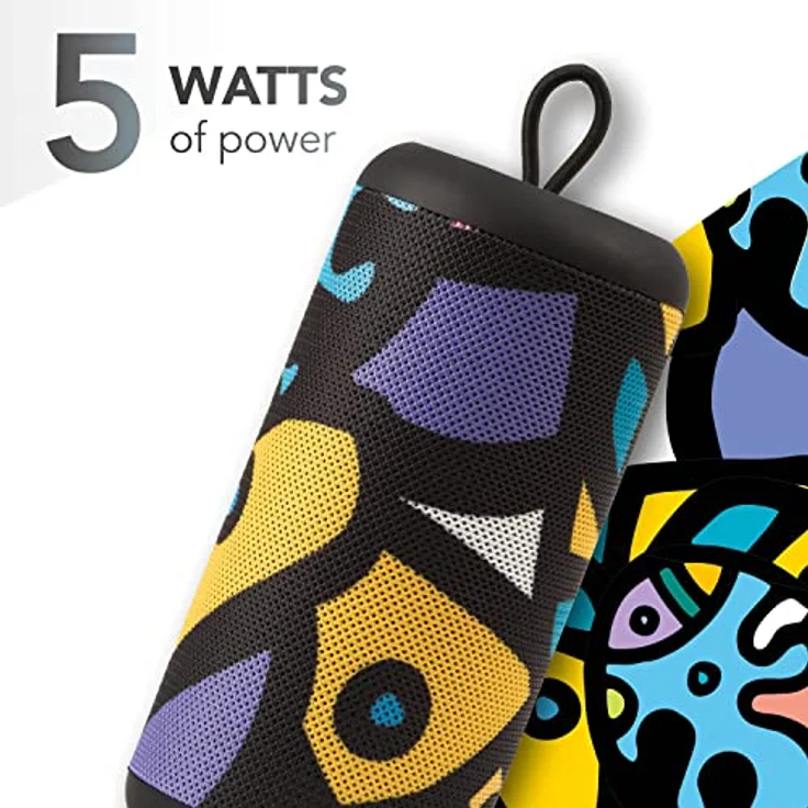 Music Sound | Speaker Vertical | Bluetooth 5.0 Outdoor Lautsprecher - 5 Watt Leistung - Playtime 4 Stunden - Aufladen 1,5 Stunden - Micro-SD-Eingänge, USB-Key und AUX-Kabel - Muster Modern Art – Bild 4