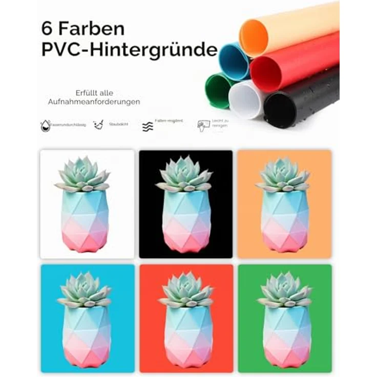 PULUZ 30cm Faltbare Fotobox, Lichtbox mit dimmbarem Licht und 6 PVC-Hintergründen für Produktfotografie – Bild 3