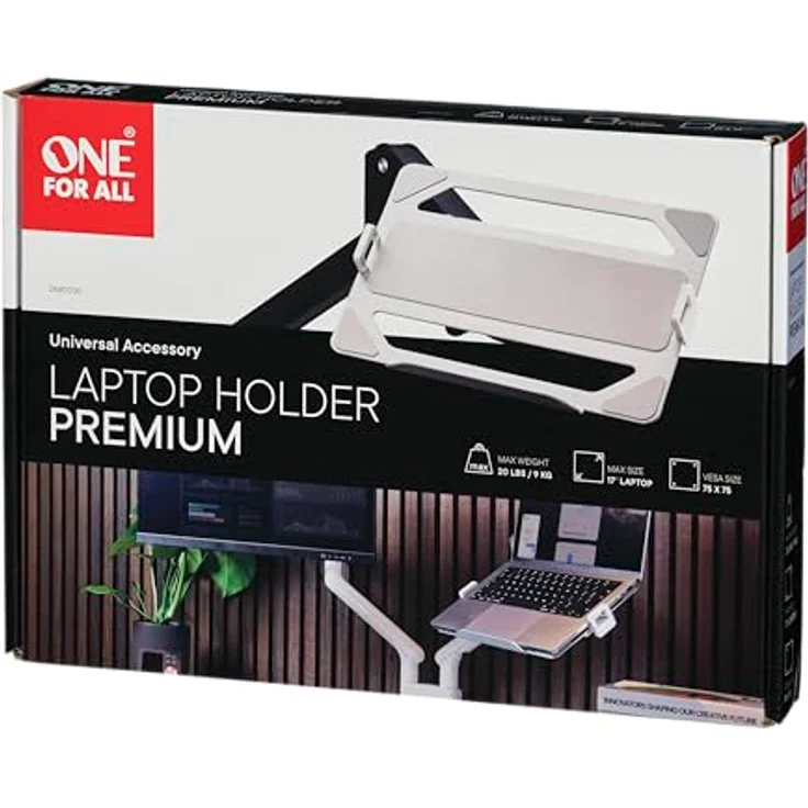 One For All Premium Laptophalterung für Monitorarm, Aluminium (matt) mit ergonomischem Design für mehr Schreibtischplatz – Bild 9