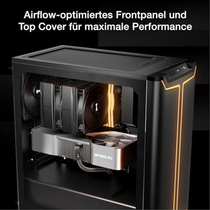 be quiet! Pure Base 501 DX Black PC-Gehäuse, 3 vorinstallierte Pure Wings 3 140mm PWM-Lüfter, ARGB-Beleuchtung, vertikale Grafikkarteninstallation – Bild 2