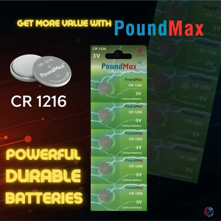 PoundMax Lithium-Knopfzellenbatterien, 1216, DL1216, 3 V, 5 Stück – Bild 5