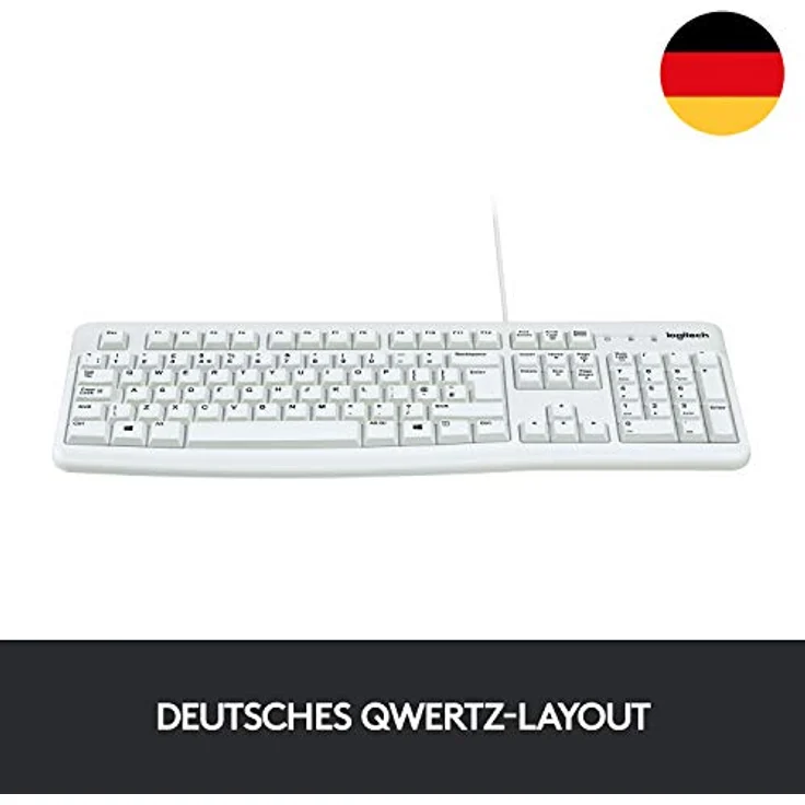 Logitech K120 Kabelgebundene Business Tastatur für Windows und Linux, USB-Anschluss, Leises Tippen, Robust, Spritzwassergeschützt, Tastaturaufsteller, Deutsches QWERTZ-Layout - Weiß – Bild 4