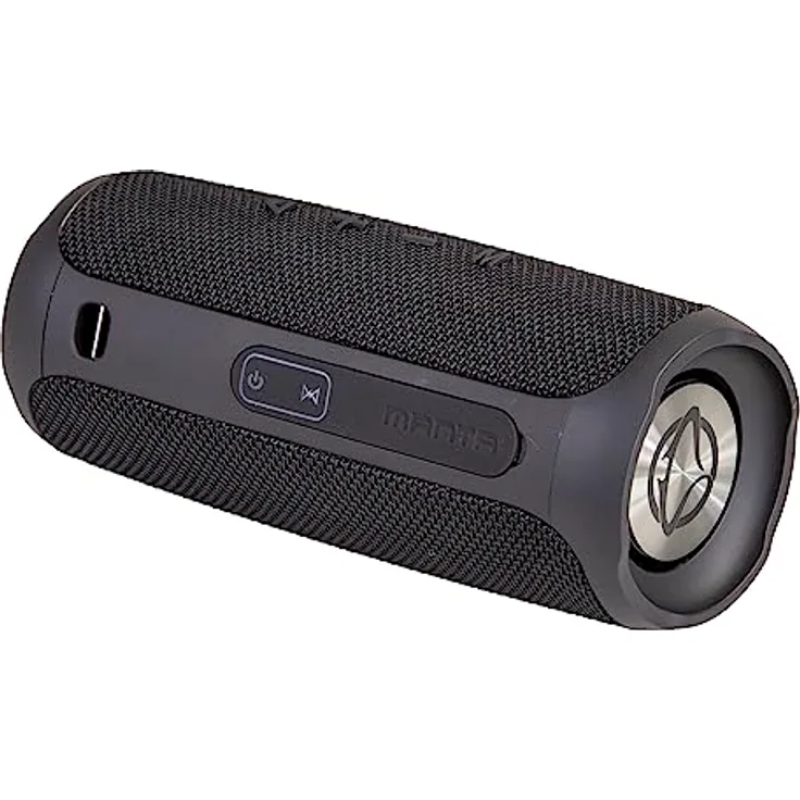 Manta Tragbarer Bluetooth Lautsprecher 2x5W – IPX4 Wasserdichter - Boombox FM/USB/Micro SD-Karte/AUX-in - Freisprecheinrichtung - Super Bass - Schwarz - SPK130GO-BK