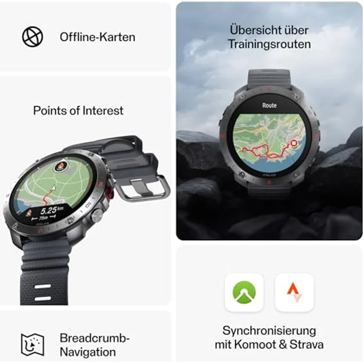 Polar Grit X2 Pro (48.60 mm, Edelstahl, S, L), Sportuhr + Smartwatch in schwarz – Bild 2
