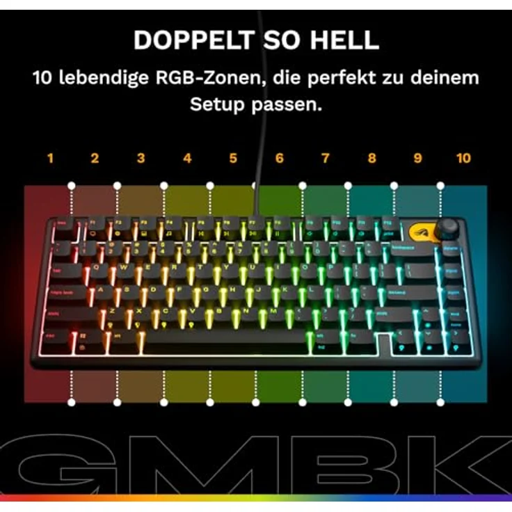 Glorious PC Gaming Race GMBK 75% RGB-Gaming-Tastatur, Kabelgebunden, Schwarz, IP57 wasserdicht, austauschbare Tastenkappen – Bild 3