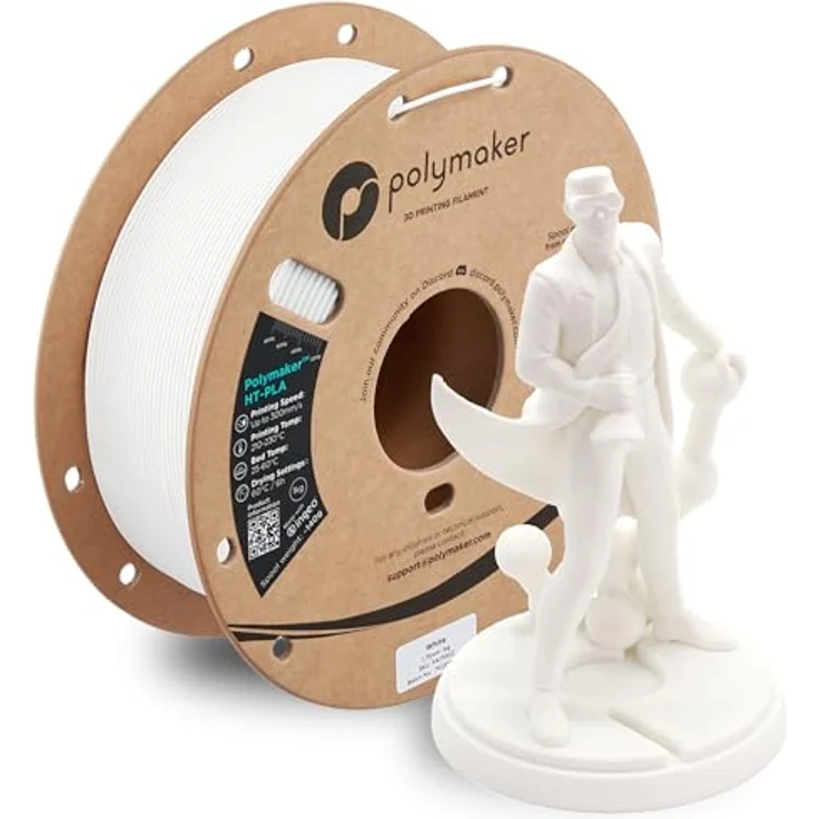 Polymaker HT-PLA-GF, 3D Filament mit Hitzebeständigkeit bis 114,7 °C, 1000 g, Weiss – Bild 1