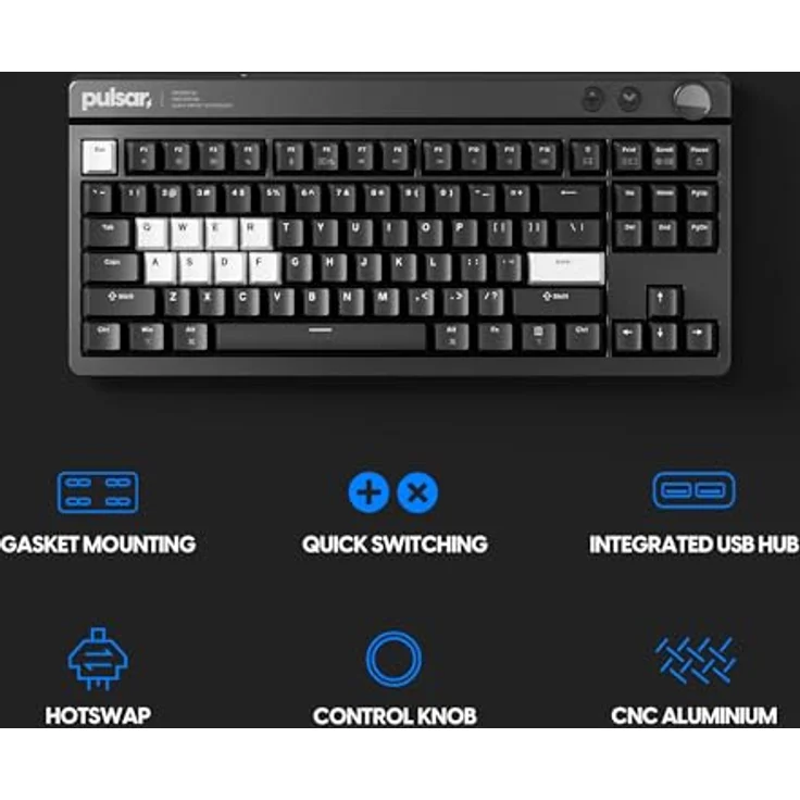 Pulsar Gaming Gears XBOARD QS Mechanische Gaming-Tastatur, QMK/VIA, Hot-Swap-fähige Kailh Box Ice Mint V2 Linearschalter, Aluminiumrahmen, RGB-LED-Hintergrundbeleuchtung, Dual-PC-Schnellschalter – Bild 2