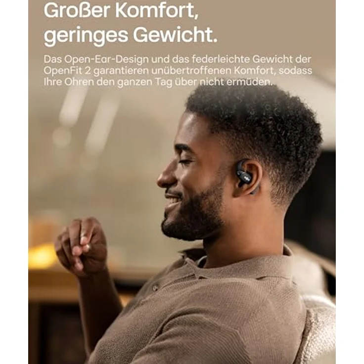 SHOKZ OpenFit 2 Open-Ear-Kopfhörer, Bluetooth True-Wireless mit Mikrofon, 48 Stunden Akkulaufzeit, IP55 wasserfest, schwarz – Bild 5