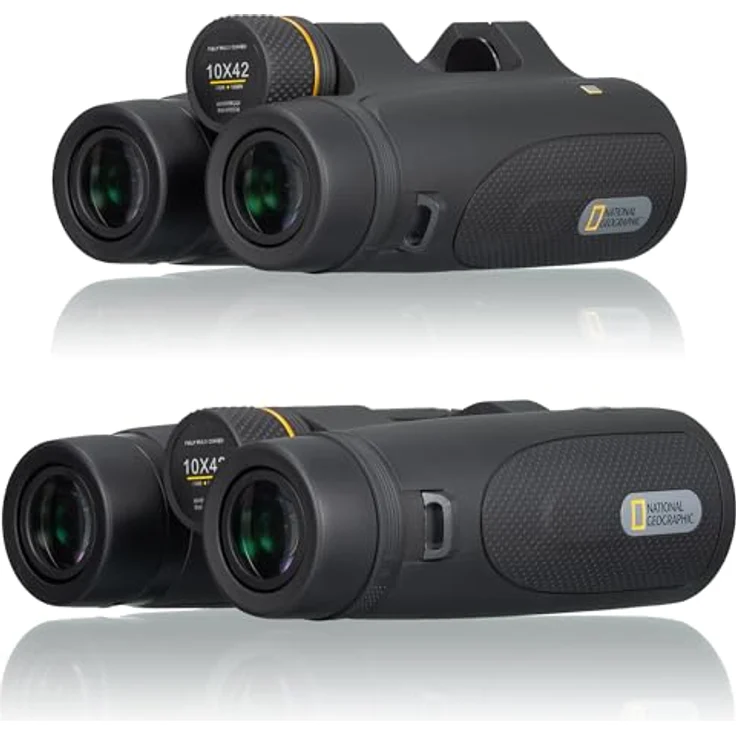 National Geographic Fernglas Luchs 10x42, wasserdicht, 10x Vergrößerung, 42mm Objektiv, BaK-4 Glas, Mehrschichtvergütung, Twist-up-Augenmuscheln – Bild 2