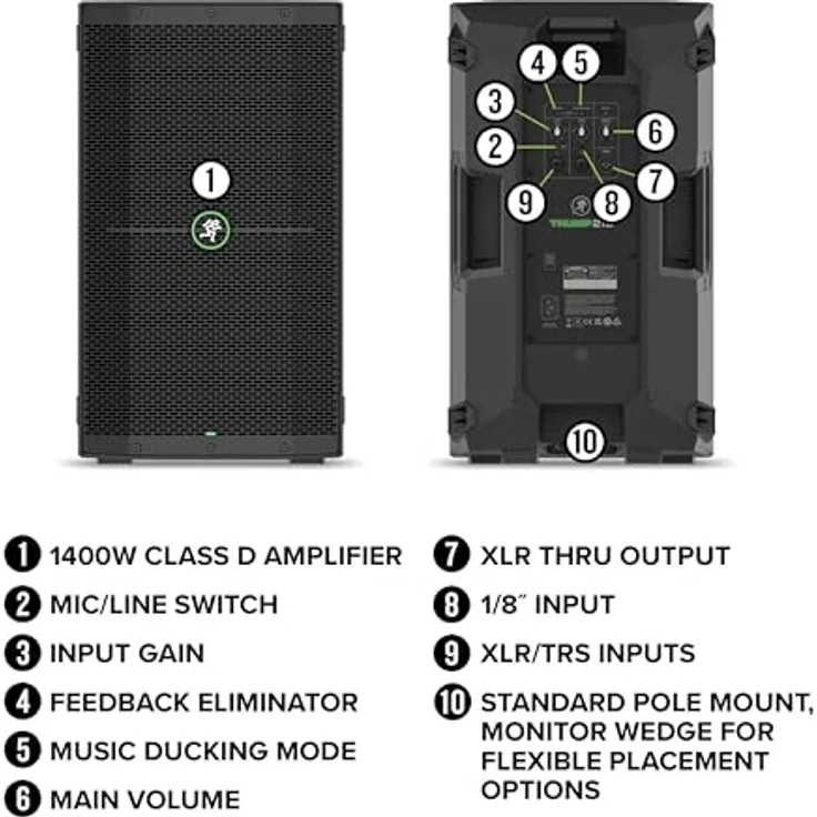 Mackie Thump210XT, 10" Aktiv-Lautsprecher mit 1400 W Leistung, integrierter Feedback-Unterdrückung und Bluetooth, Schwarz – Bild 7