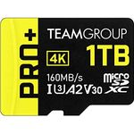 TEAMGROUP A2 Pro Plus Karte 1TB Micro SDXC UHS-I U3 A2 V30, R/W bis zu 160/110 MB/s für Nintendo-Switch, Steam Deck, Spielgeräte, Tablets, Smartphones, 4K Aufnahmen, mit Adapter TPPMSDX1TIA2V3003