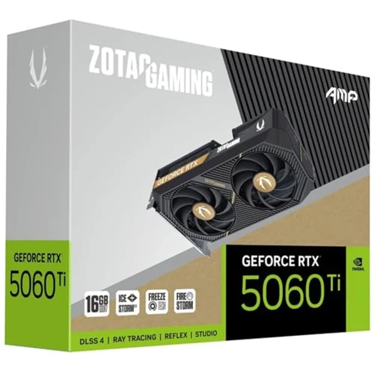 Zotac GeForce RTX 5060 Ti Amp 16GB, 16 GB GDDR7 Grafikkarte mit 4608 CUDA-Kernen, VR-ready, 4x DisplayPort & HDMI 2.1b, max. 7680 x 4320 Pixel – Bild 7