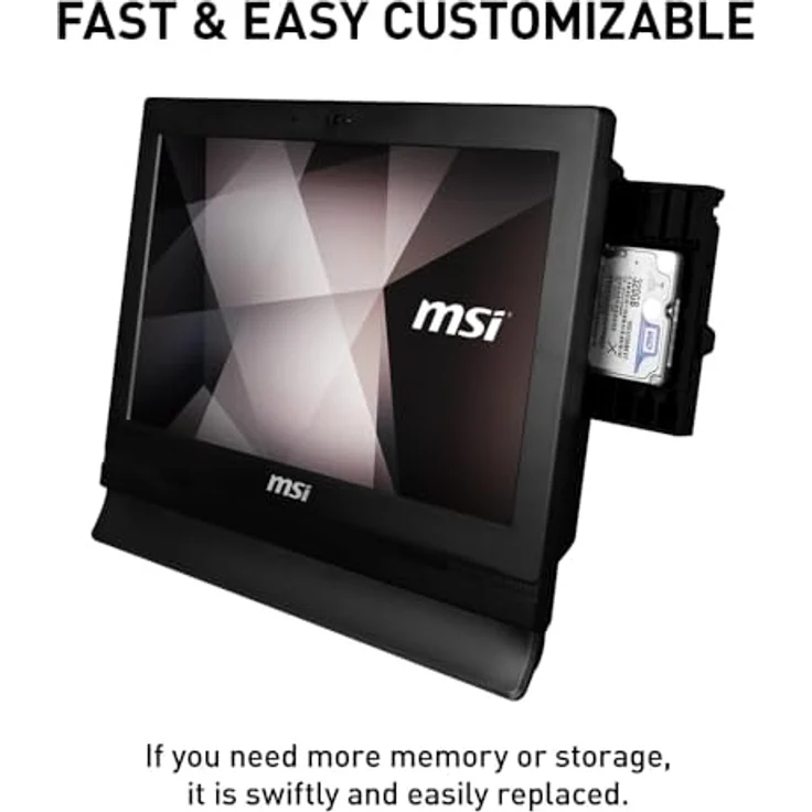 MSI PRO 16T 10M-228XDE 15.6" 5205U/4GB/250GB Schwarz ohne OS, All-in-One-PC mit Intel Celeron Prozessor und lüfterlosem Design – Bild 10
