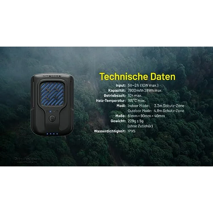 Nitecore EMR40, Mückenabwehrgerät mit 7800mAh Akku für Outdoor-Anwendungen – Bild 9