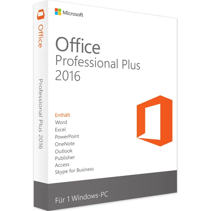 Microsoft Office 2016 Professional Plus, Office-Suite für Windows mit Word, Excel, PowerPoint, Outlook, Access und Publisher