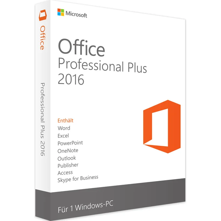 Microsoft Office 2016 Professional Plus, Office-Suite für Windows mit Word, Excel, PowerPoint, Outlook, Access und Publisher