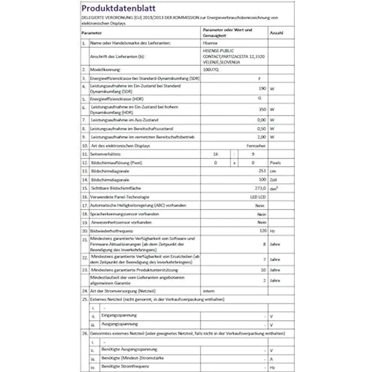 Hisense 100U7Q, 100 Zoll 4K Mini LED ULED Smart TV mit Hi-View AI Engine Pro, 165Hz Game Mode Ultra, FreeSync Premium, Built-in Subwoofer, Dolby Vision IQ Atmos, Airplay [2025] – Bild 3