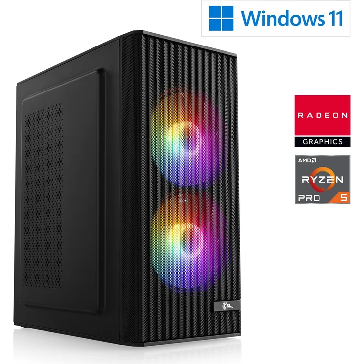 CSL-Computer Gaming PC M12950H, AMD Ryzen 5 Pro 5655G, 32 GB DDR4 RAM, 2000 GB M.2 SSD, Windows 11 Home