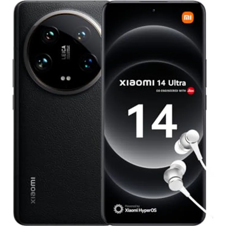 Xiaomi 14 Ultra Smartphone, 16+512GB Handy ohne Vertrag, 120Hz 6.73'' WQHD+ AMOLED Display, Leica Kamera, Snapdragon 8 Gen3, 5000mAh, 90W HyperCharge, Dual-SIM, Schwarz