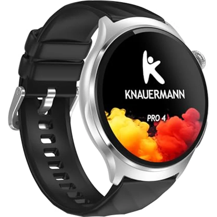 Knauermann PRO 4 EKG-Gesundheitsuhr mit Telefonfunktion – Smartwatch in Silber – Puls, Blutdruck, Blutsauerstoff, HRV, Schlafanalyse, Silikonarmband – Bild 3