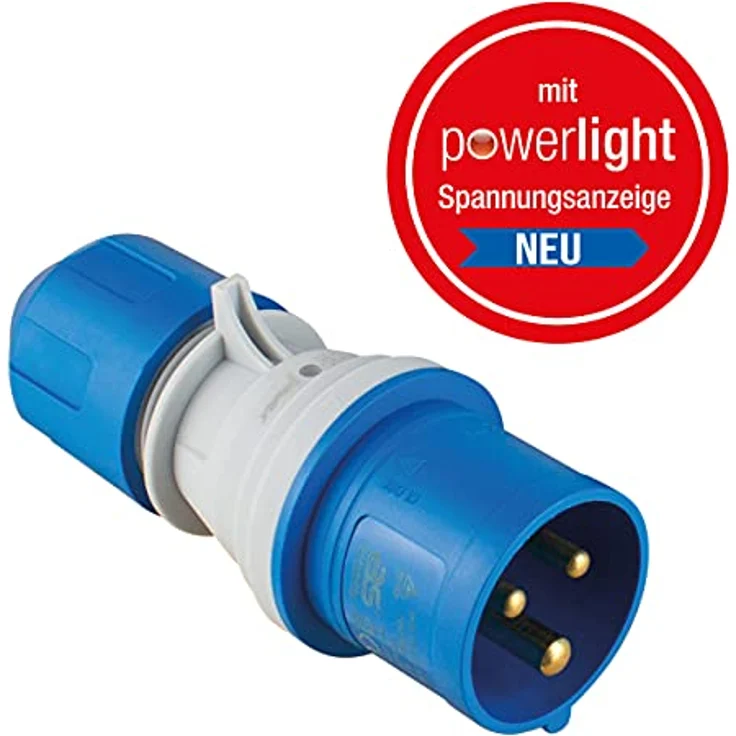 as - Schwabe - CEE Stecker mit POWERLIGHT Spannungsanzeige 230 V, 16 A, 3-polig, Outdoorstecker, IP44: fremdkörper- und spritzwassergeschützt, zur Verwendung im Außenbereich geeignet, blau | 61486 – Bild 5
