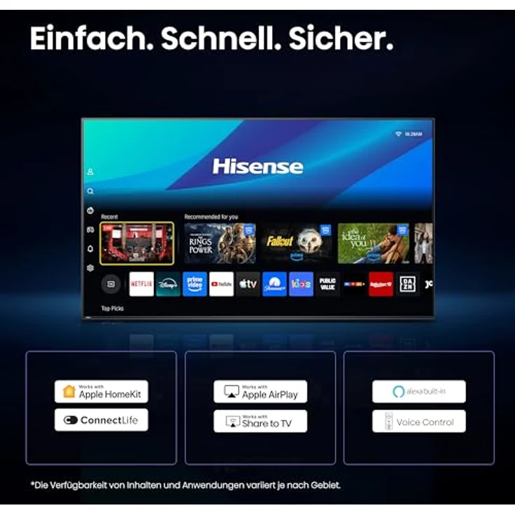 Hisense 43E6DS, UHD Smart TV 4K 60 Hz, 109,2 cm (43"), 3840 x 2160 Pixel, LED, WLAN, Schwarz – Bild 9