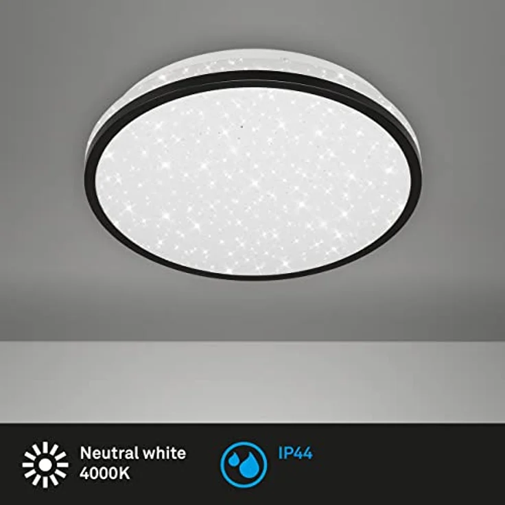 BRILONER Leuchten - LED Deckenleuchte inkl. Sternendekor, IP44, 12 Watt, 1.200 Lumen, 4.000 Kelvin, Weiß-Schwarz 280x70mm (DxH), 3403-015 – Bild 2