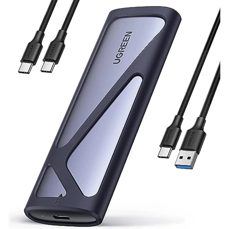 UGREEN CM400-90264B M.2 SATA/NVMe Festplattengehäuse, tragbares USB C 3.2 Gen2 Gehäuse, 10 Gbit/s Datenübertragungsgeschwindigkeit – Bild 1