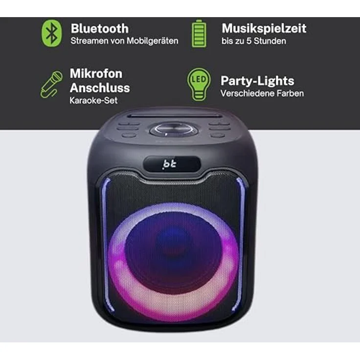 Muse M-1803 DJ, Bluetooth-Lautsprecher mit USB-C-Anschluss, 150 Watt RMS, 5 Stunden Akkulaufzeit, tragbar – Bild 3