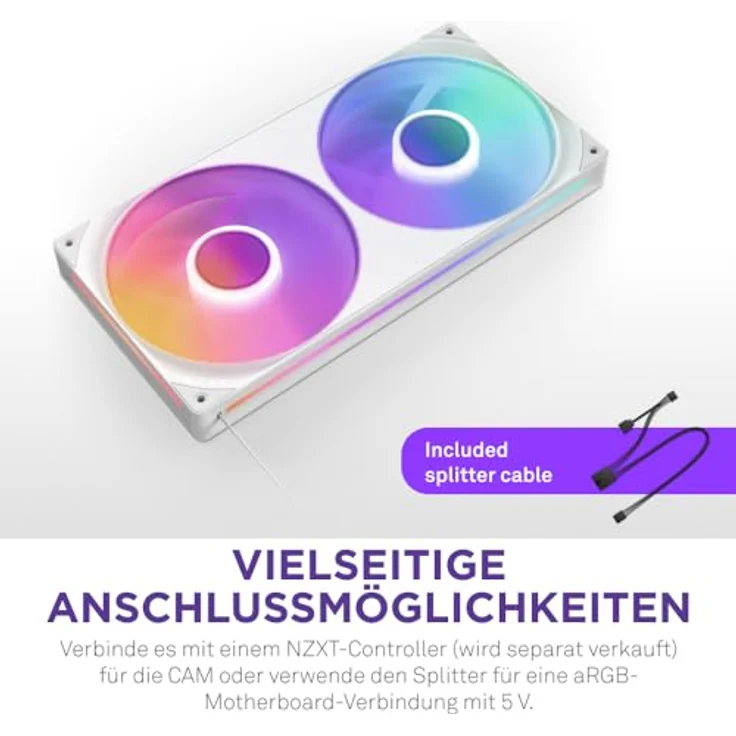 NZXT F280 RGB Core weiß Gehäuselüfter (1 x), PC Lüfter mit lebendiger RGB-Beleuchtung – Bild 3