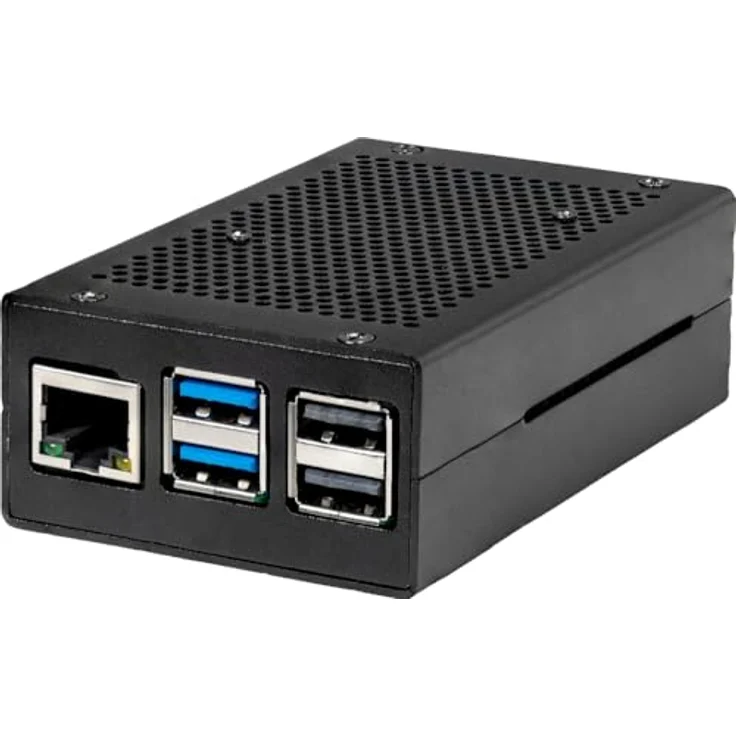 Joy-it RB-AlucaseP5-01B, Aluminiumgehäuse für Raspberry Pi 5 mit aktivem Lüfter und Kühlkörper, schwarz – Bild 1