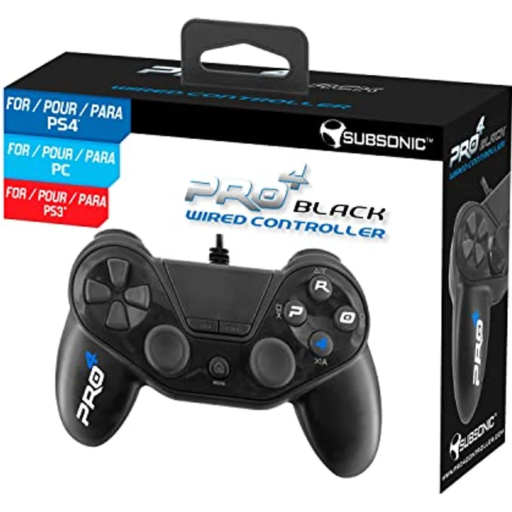 Subsonic Pro4 Wired Controller für Playstation 4 - PS4 Slim - PS4 Pro - Playstation 3 - PS3 Slim - schwarz – Bild 2