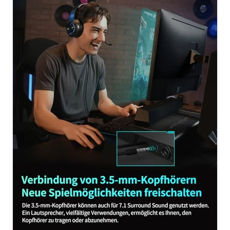 Edifier G1500 BAR Wireless Computer Speakers 7.1 with RGB Lighting and Bluetooth Power 5W in Black C (70 W), Soundbar, Schwarz – Bild 5