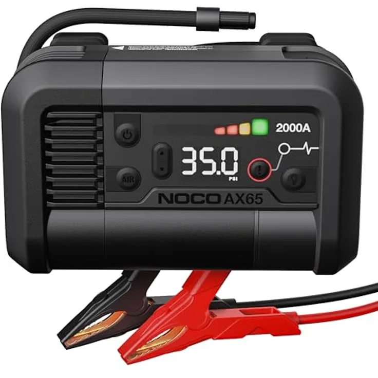NOCO Boost+Air AX65, 2000A Starthilfe-Powerbank mit 100 PSI Kompressor, startet 8,0L Benzin & 6,0L Diesel, digitaler Drucksensor, USB-C Power Delivery, inklusive Zubehör