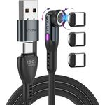 Statik 360 Pro Magnetisches Handy-Ladekabel, 3-in-1 Ladekabel, 100-W BlitzCharge, magnetisches USB-C, Schwarz, 2m