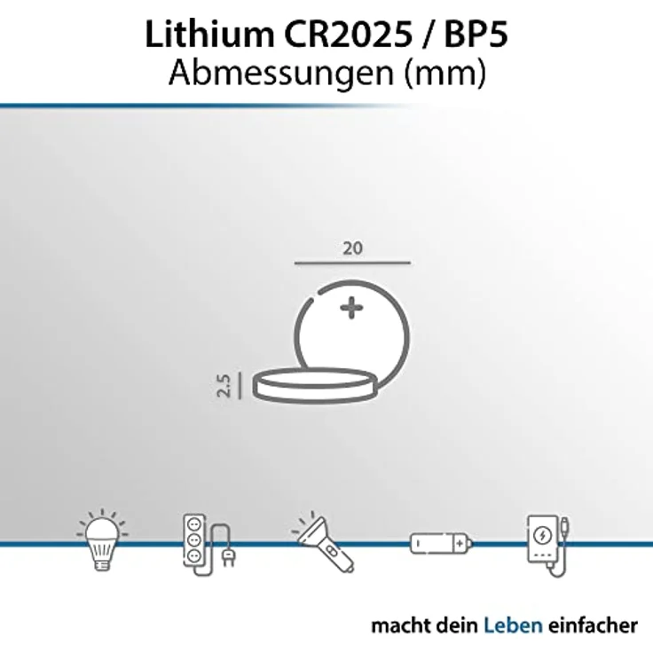 5er-Sparset CR2025 Lithium Batterie – Bild 6