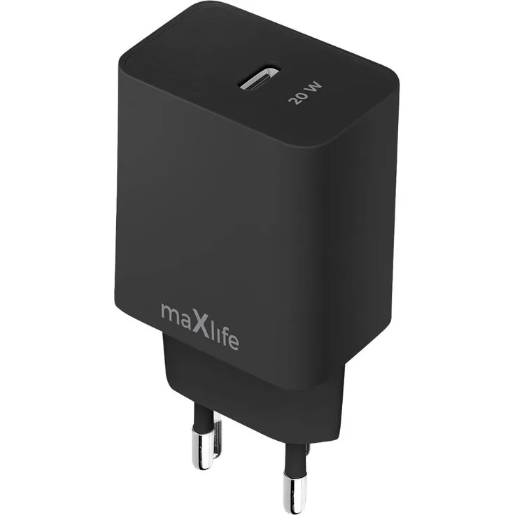 Maxlife MXTC-13-20C, USB-C Schnellladegerät mit 20W Power Delivery und Quick Charge, schwarz