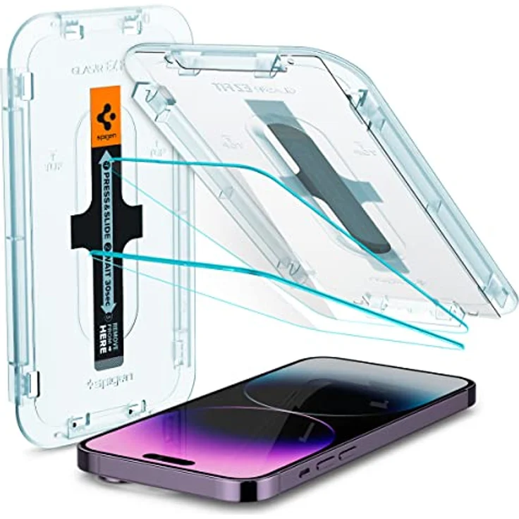 Spigen Glas.tR EZ Fit Schutzfolie kompatibel mit iPhone 14 Pro Max, 2 Stück, Kratzfest, 9H Härte Folie – Bild 1