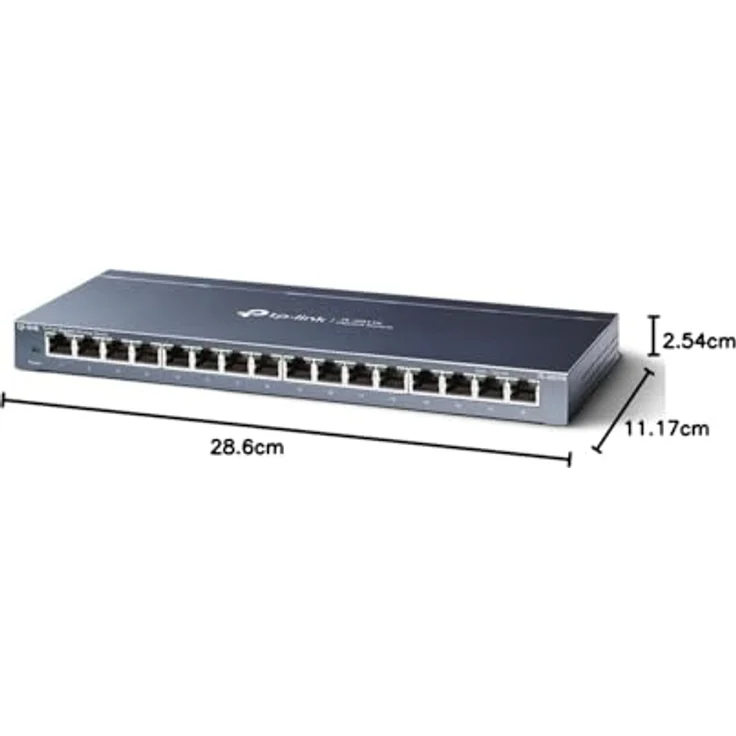 TP-Link TL-SG116 16-Ports Gigabit Netzwerk Switch (32 Gbit-S Switching-Kapazität, geschirmte RJ-45 Ports, Metallgehäuse, IGMP-snooping, Unmanaged, Plug-und-Play, lüfterlos) blau metallic – Bild 6