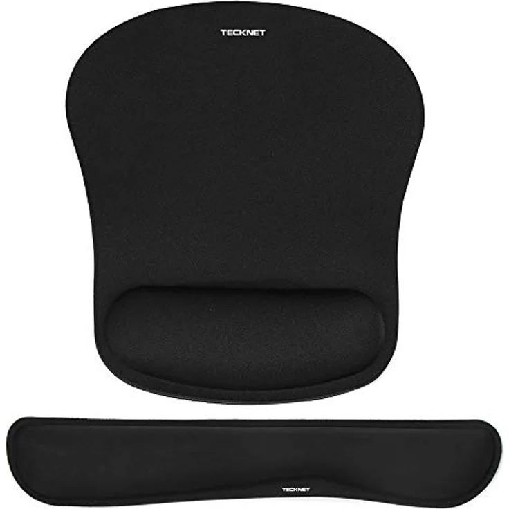 TeckNet Tastatur-Handballenauflage und Mauspad mit Handgelenkstütze, Memory-Schaumstoff-Set für Computer/Laptop/Mac, leicht für einfaches Tippen und Schmerzlinderung, ergonomisches Mauspad schwarz – Bild 2