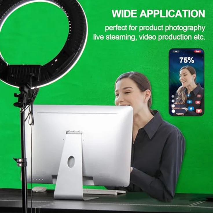 EMART Greenscreen Hintergrund 2,4 x 3 m, Chromakey Green Screen mit 4 Clips, waschbar, für YouTube und Streaming – Bild 5