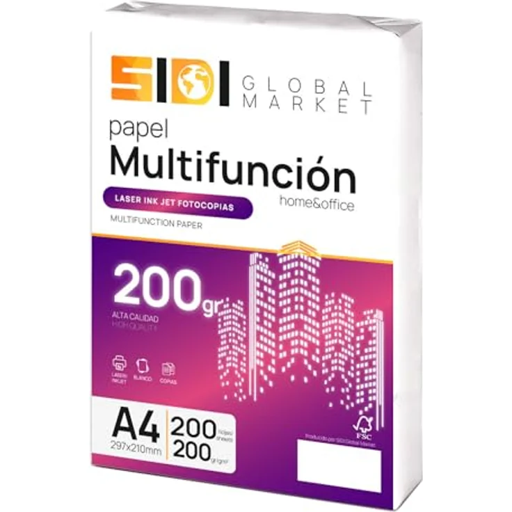 Sidi Global Market A4-Papier, 200 g, extra weiß, Druckerpapier für