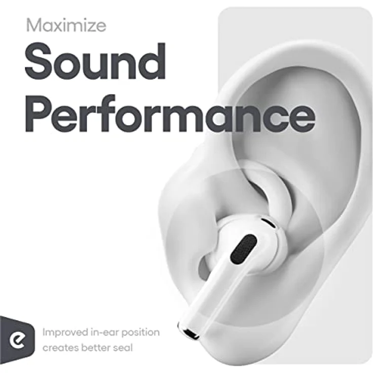 Keybudz EarBuddyz Silikon Ohrhörer Aufsätze für Apple AirPods 3, EarPods Kopfhörer Ohrhörer Zubehör, Ohrhaken Ohrbügel, rutschfest, Sport, weiß, Medium – Bild 4