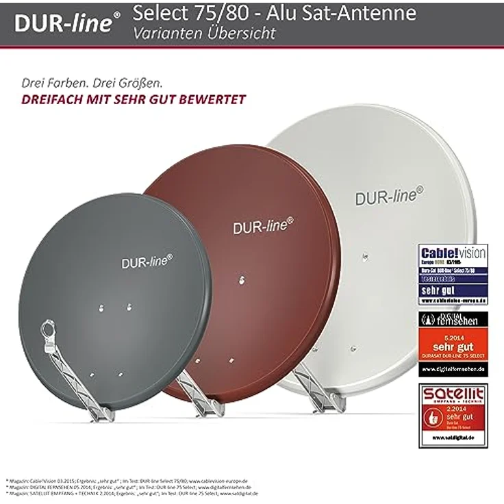DUR-line Select 75/80cm Rot Satelliten-Schüssel - 3 x Test + Sehr gut + Aluminium Sat-Spiegel – Bild 8