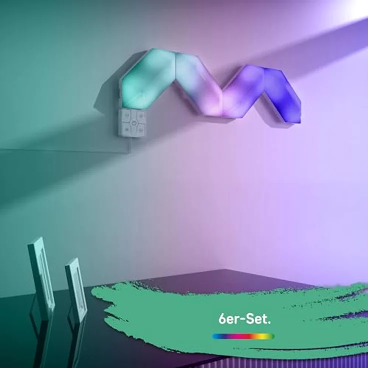Müller-Licht Magic Panel LED Wand- und Deckenleuchten mit WLAN, 6 hexagon RGB mit music sensor, steuerbar per TUYA Smartphone-App, individuelle Montage in lebhaften Farben – Bild 2